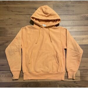 CHAMPION REVERSE WEAVE STITCH LOGO‎ HOODIE SWEATSHIRT Orange Men's Small